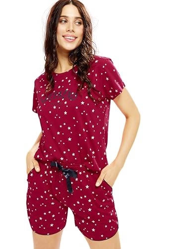 Image of LOTIK Women's Cotton Star Print Top & Shorts Nightwear Set