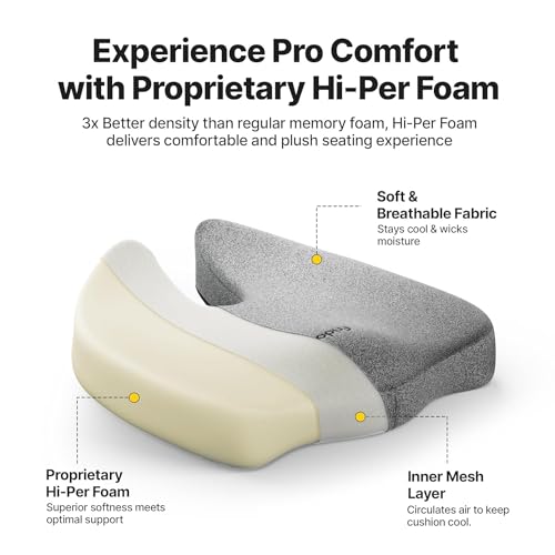 Image of Ultimate Pro Seat Cushion for Hip,Tailbone,Coccyx,Sciatica Pain Relief,Foam Ergonomic Design, Contoured Cushion for Office or Home Chairs (18 x 18 x 4 INCH)