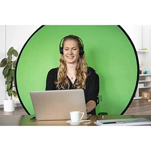 Hama Fotohintergrund Greenscreen Chairy zur Befestigung am Stuhl (mobiler Falthintergrund 130 cm Durchmesser f&uuml;r Fotografie, Video, Streaming, Gaming, Home Office, schnell aufbauen und abbauen) gr&uuml;n 00021572