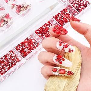 Miniatura 6 de Nibiru 3830 piezas de diamantes de imitación rojos multiformas de diamantes de imitación para decoración de joyas de arte de uñas, parte trasera