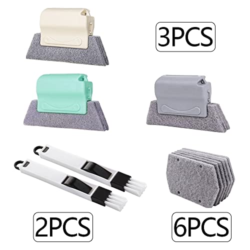 Pamtns Fensterrahmen Reiniger 5 Stück Magische Reinigungsbürsten für Fensterschlitze Fensterputzer Fensterrillen Reinigungswerkzeug Fenster Tür Reinigung Aller Ecken und Lücken für Badezimmer Küche
