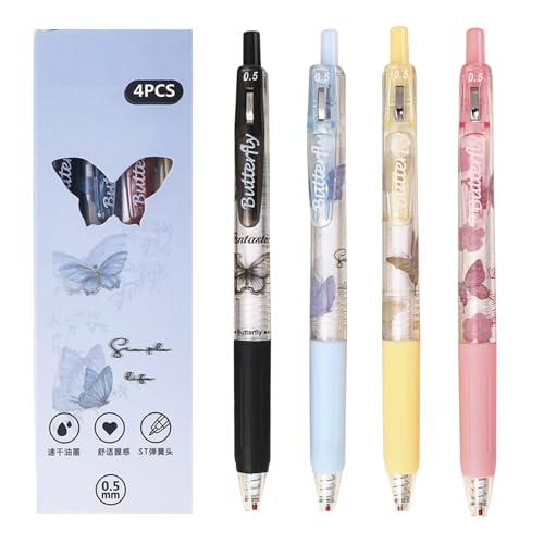 Bolígrafos retráctiles gel 0.5mm negro pack 4 mariposa miniatura 1