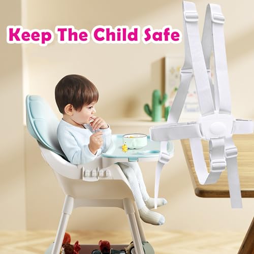 Image of 5 Point Harness Seat Belt Strap, High Chair Strap, Harness for Stroller Pushchair Pram Buggy, Shoulder Strap Belts (White)