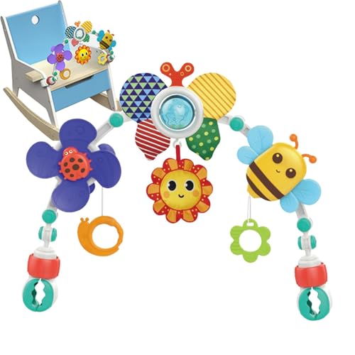 Jouet pour poussette de bébé avec barre d'activité sensorielle et arche mobile à clip