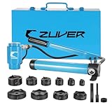 ZUVER 15-Ton Hydraulic Knockout Punch Kit, 10 Slug-Splitting Dies for 1/2
