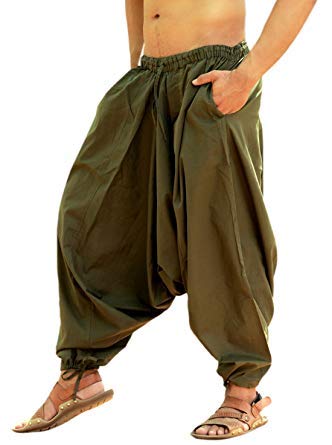 WhitewhaleMen's Cotton Solid Harem Pants Yoga Trousers Hippie