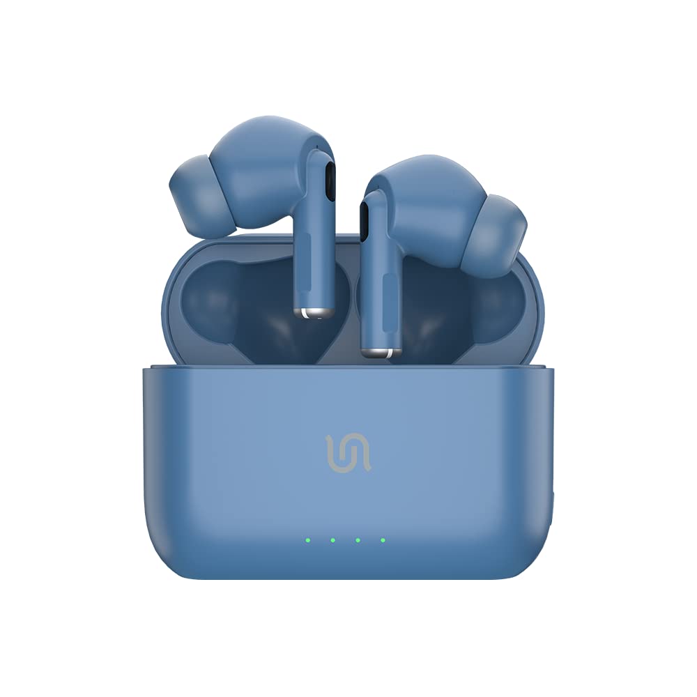 PorodoSoundtec Wireless ANC In-Ear Earbuds with -24dB Active Noise Cancellation & Touch Controls, Immersive Sound Comfortable Fit Bluetooth 5.0 Headset w/Mic Compatible for Wireless Charging (Blue)