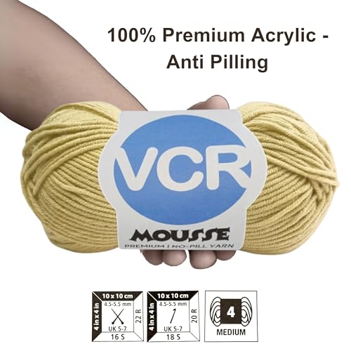Image of VCR 4ply Dark Biscuit Yarn, 100 Grams Hank, 190 Meters Length, Acrylic Ball for Crochet and Knitting, Soft Crosia Threads, Pack of 1 Yarn, Suitable for DIY Crafts