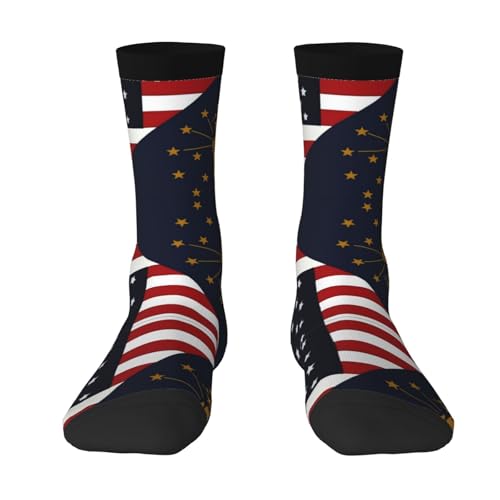 SEVEBJ Chaussettes amusantes et folles pour femmes et hommes Drapeau de l'Amérique Chaussettes colorées 2 Noir-2, 3 noir, Taille unique