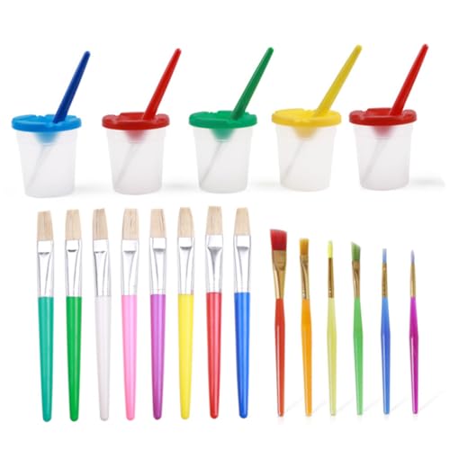 NOLITOY 6個 透明プラスチック製防漏絵具カップ 蓋付き軽量ペイントブラシ洗浄容器 向け絵画用品 学校やアートク 再利用可能 ランダムカラー