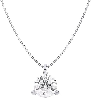 IGI Certified 1ct Lab Grown Diamond Solitaire Pendant Necklace Women 14K White Gold 3-Prong Martini 18" Chain I-J VS1-VS2