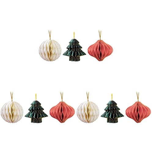 DOITOOL 9 Stücke Weihnachtsbaum Anhänger, Papier Waben Party Waben...