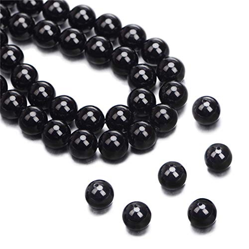 Image of Natural Black Tourmaline Gemstone Round Beads 15.5 inch 4mm 6mm 8mm 10mm 12mm A Grad (10mm)