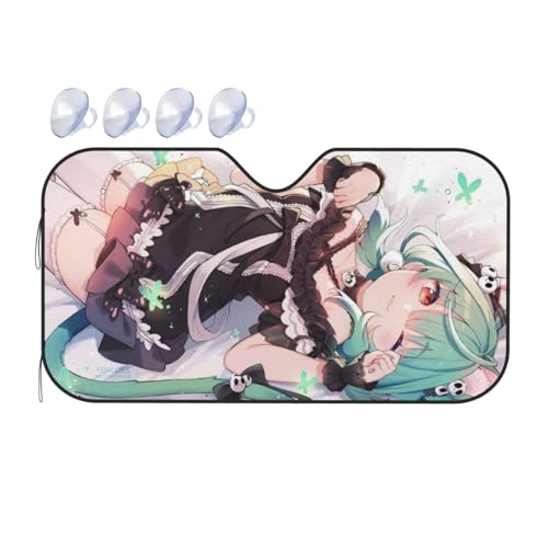 潤羽るしあ (8) フロント 車用サンシェード フロントカバー フロントガラス 遮光断熱 車内 吸盤 紫外線対策 日除け 夏 キャラクター グッズおしゃれ