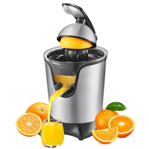 JUSANTE Citrus Juicer, Orange Juicer Machine, Stainless Steel Hands Free Lime Grapefruit Squeezer, Electric Citrus Juicer for Juice, Fruits, Lemons