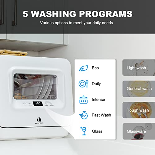 Ventray Countertop Portable Dishwasher Mini Compact With 5 Washing Programs Led Digital Display For Small Apartment Dorms Rvs Dw50 #TOP1