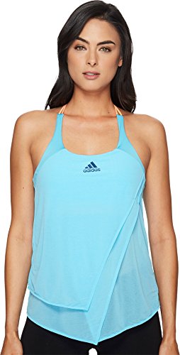 adidas Women's Tennis Melbourne Line Tank Top, Samba Blue Glow Orange, Small