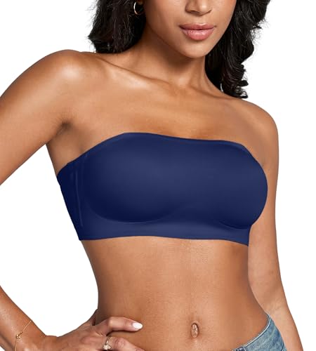 Image of DEANGELMON Strapless Bras for Women Non-Slip Silicone Bandeau Seamless Tube Top Bralette Comfy Non Padded Stretchy Stylish