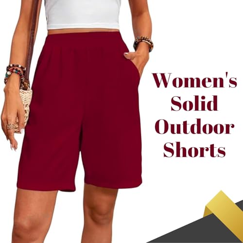 Image of Women's Outdoor Shorts with High-Waisted Design Drawstring Waist Relaxed Fit Stylish Brown Summer Wear | Women Dress | Jumpsuit | Jumpsuits for Women Stylish