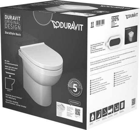 Duravit DuraStyle Basic Stand-WC Rimless® Set 418409, Abgang waagrecht, für variablen Wasserzulauf - 41840900A1