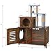 EasyCom Litter Box Enclosure, Hidden Cat Tree Tower Furniture for Indoor House, All-in-one Wooden Cat Litter Cabinet with Scratching Post and Condo, Rustic Brown