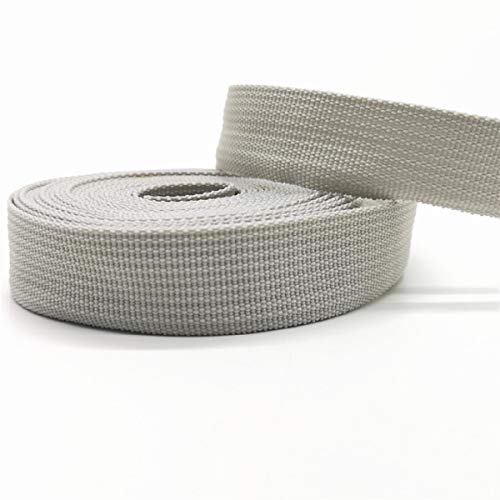 Yalulu 20 Meters 25mm Canvas Ribbon Belt Bag Polypropylene Strap Webbing Nylon Webbing Knapsack Strapping Sewing Bag Belt Accessories (Light Grey)