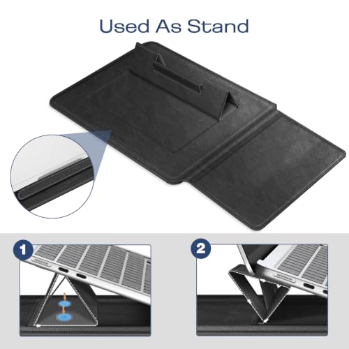 Image of Fintie Sleeve Case for MacBook Neo 13 Inch, MacBook Air 13.6 /13.3 Inch, MacBook Pro 13 Inch, Other Up to 13 inch Laptop Tablet - Slim Bag Cover with Stand, Synthetic Leather, Magnetic Closure, Black