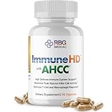 Immune-HD with AHCC Supplement for Immune Support,1500mg of AHCC Mushroom Extract + Olive Leaf & Quercetin with Bromelain, Natural Killer Cell Activity for Immune System, Liver Function, 90 Caps, RBG
