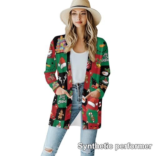 Image of Fall Maple Leaf Cardigan Sweaters for Women Long Sleeve Cardigan Soft Drape Open Front Dusters V-Neck Jackets Dressy