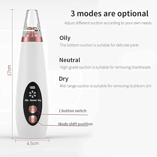 Image of 6 in 1 Multi-function Blackhead Remover Tools | Electric Derma suction Machine | USB Rechargeable Acne Pimple Pore Cleaner Vacuum tool | Facial Cleanser Device for Nose & Skin Care
