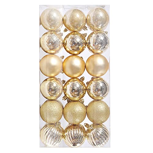 Bolas doradas para árbol de Navidad de 6 cm, 36 piezas de adornos de plástico para árbol de Navidad, decoraciones de árbol de Navidad, inastillables, decoración de Navidad para colgar, vacaciones,