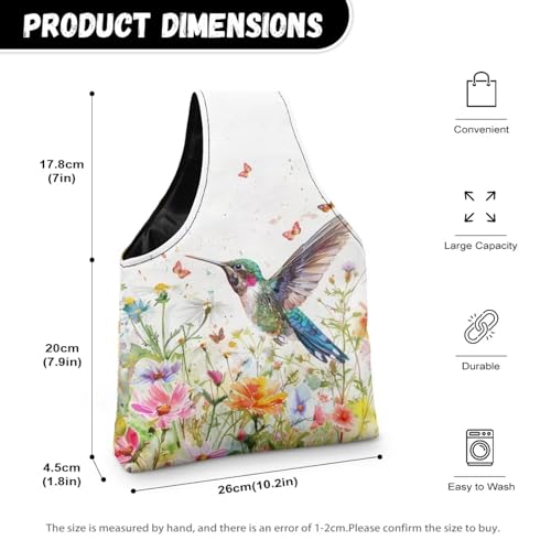 Image of Hummingbird Yarn Storage Organzier Knitting Bag Yarn Storage Shelves Floral Crochet Tots Bags Travel Knitting Accessories,Small