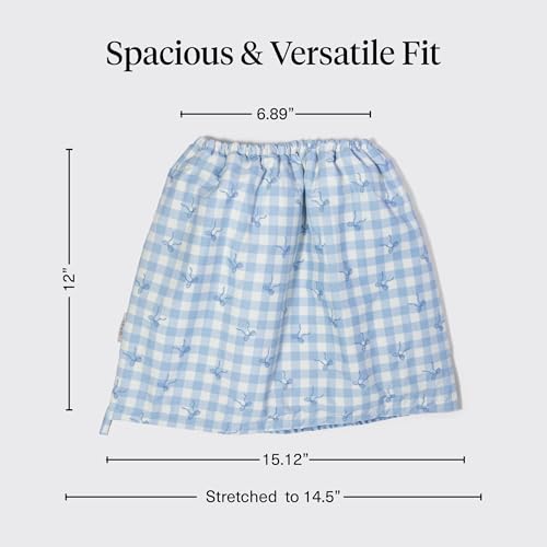 Image of Kitsch Luxury Satin-Lined Flexi Shower Caps for Women Reusable Waterproof - Large Wide Shower Cap for Women & Men, Adjustable, Stylish Hair Cap for Showers, For Long & Short Hair - Gingham Blue
