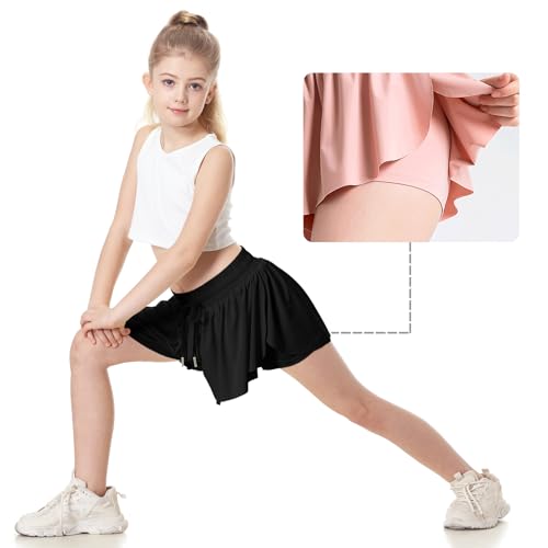 Two Inches Extended Butterfly Shorts Girls Flowy Shorts, 2-in-1 Youth Girls Athletic for Fitness, Running, Sports3