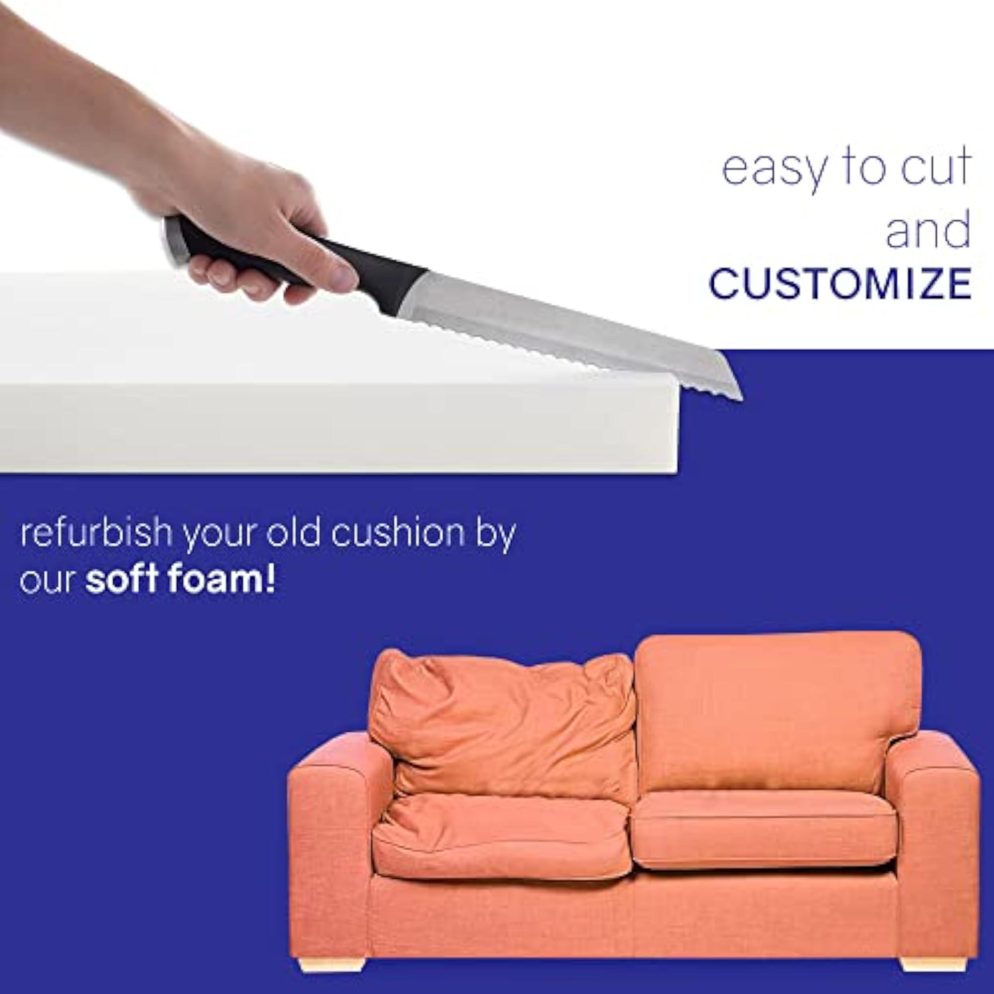 High Density Foam Cushion, 38" x 74" x 1 3/4"