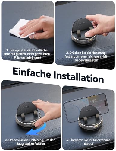 JOYROOM Handyhalterung Auto Armaturenbrett [Gel & Saugnapf] Universelle Handy Halterung Auto kompatibel mit dicken Hüllen bis zu 19 mm… – Ansicht 7