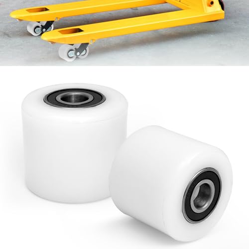 YAGEANNL 4 stuks nylon hefwagenwielen, 80 x 70 mm, wielen met kogellagers, wielen voor hefwagen, reservewielen