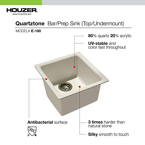 Houzer Quartztone Granite Dual Mount 13 X 13 Inch Single Bowl Bar Sink, Mocha, E-100-Mocha #TOP2
