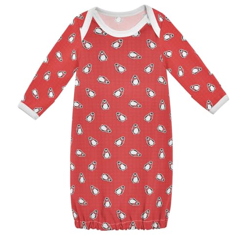 WIFIU Penguin Christmas Hat Baby Girls Boys Sleeper Gown Cotton Nightgown Long Sleeve, Baby Nightdress Sleeping Clothes for Newborn 3-6 Months Multicolor