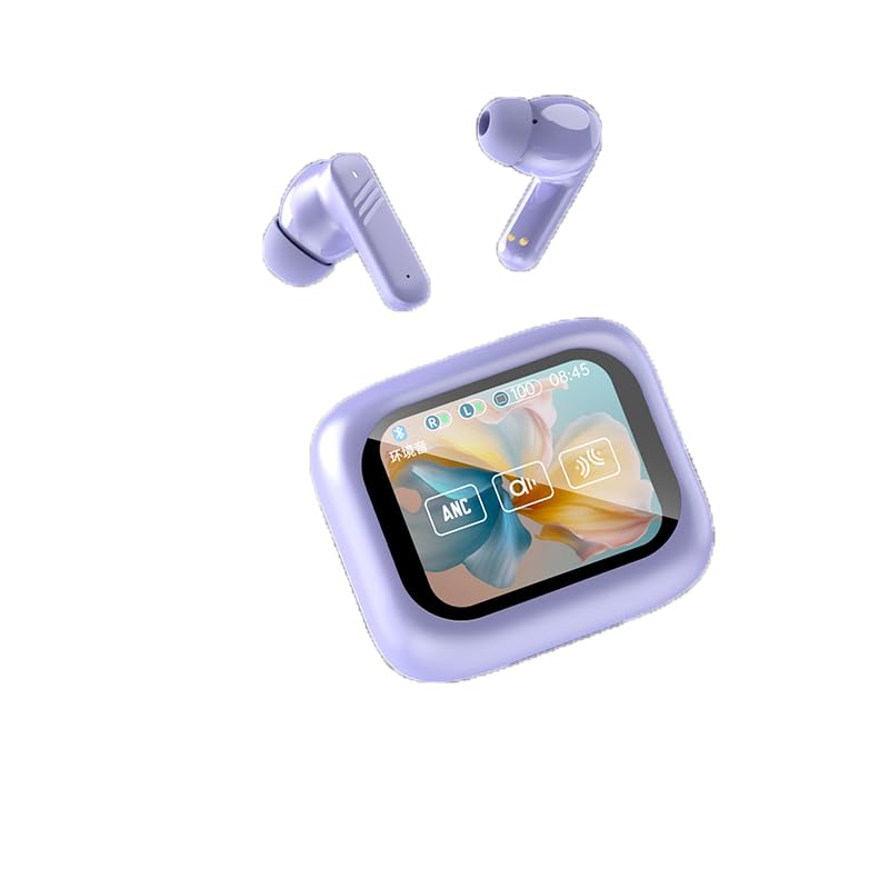 Bluetooth 5 4 Headphones Wireless Earbuds with LCD Full-Color Touch Screen 36Hrs Playback Ear Buds with ANC ENC