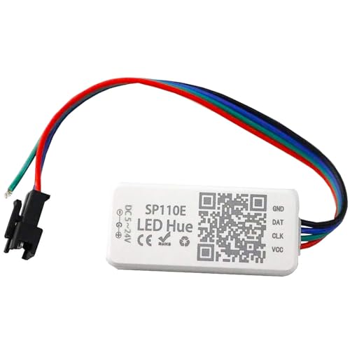 VIPMOON DC 5-24V SP110E Bluetooth Controller, Bluetooth LED Light Controller, Smart iOS/Android App Control, 1024 Pixels for WS2811 WS2812B SK9822 APA102 RGB/RGBW LED Strip Light