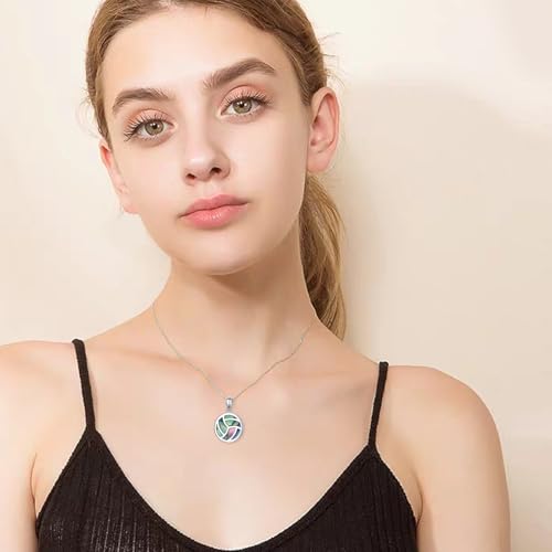 Volleyball Necklace 925 Sterling Silver Volleyball Pendant Necklaces I Love Volleyball Jewelry Gifts for Women Player3