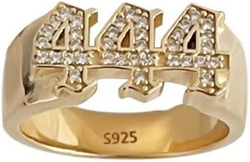 Cubic Zirconia Angel Number Pinky Ring Personalized 925 Sterling Silver Custom Made with Any Number Birth Date Year