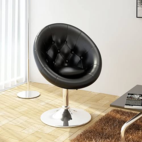 Chesterfield Tabouret pivotant en cuir synthétique noir pour cuisine Island et comptoir Chaise de salon moderne réglable avec cadre en acier chromé poli