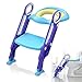 LZQ Sedile WC per bambini con scala, adatto per bambini da 1 a 7 anni, con cuscino in poliuretano (PU) e manici, per imparare a usare il WC, vasino per bambini con scala, colore: blu