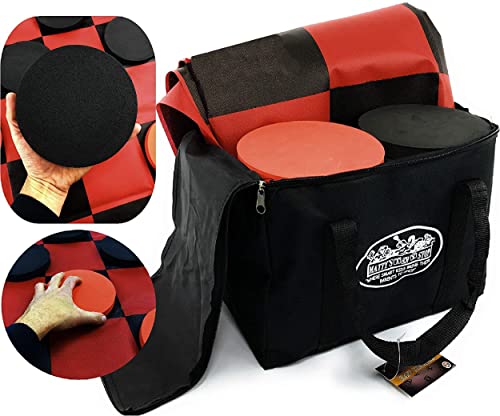 Matty's Toy Stop Deluxe Giant Checkers (Indoor/Outdoor) Game with 6' Foam Discs, 48' (4 feet x 4 feet) Game Mat and Storage Bag