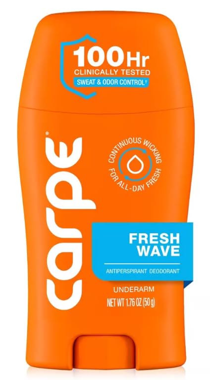 Carpe Men's 100HR Sweat & Odor Control Antiperspirant Deodorant - Fresh Wave - 1.76oz: Under Arm, Paraben-Free, Vegan, Cream