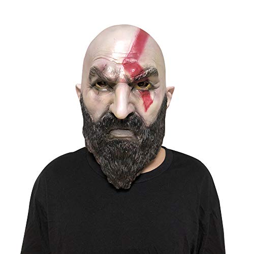 GOW Kratos - Maschera da gioco per cosplay, maschera in lattice per Halloween, costume da ballo bianco