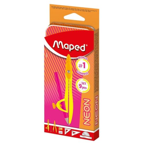 SET COMPLETO DI GEOMETRIA: Questo kit di geometria contiene tutto il necessario per avere successo i tuoi tracciati e gli esercizi di geometria: 2 bussole (1 ad anello e 1 a mina), un righello da 15 cm, un goniometro 180°, 2 staffe (60° e 45°), una gomma, un temperino e una matita.