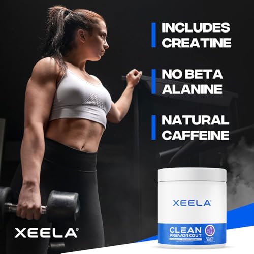 Image of XEELA Pre Workout Powder - Clean & Tested - Jitter Free, Safe, and Natural - Increase Thermogenic Energy, Focus, and Endurance w /Creatine, Organic Caffeine, and Plant Based Citrulline (Grape Soda)